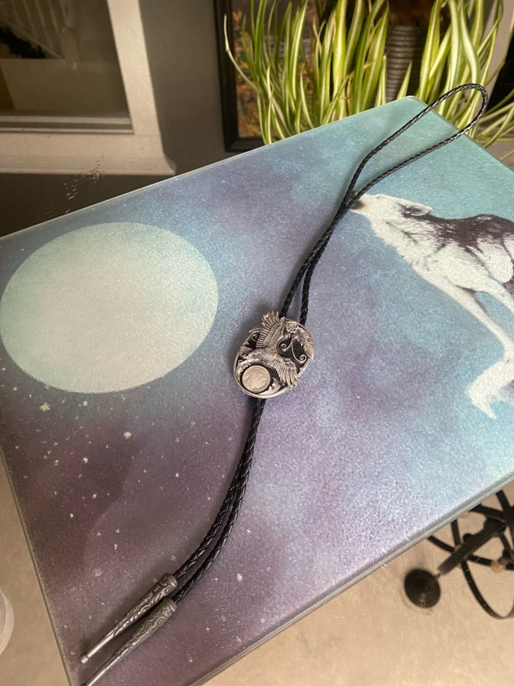 1995 Soaring Eagle and Buffalo Nickel Bolo Tie by Siskiyou Buckle Company